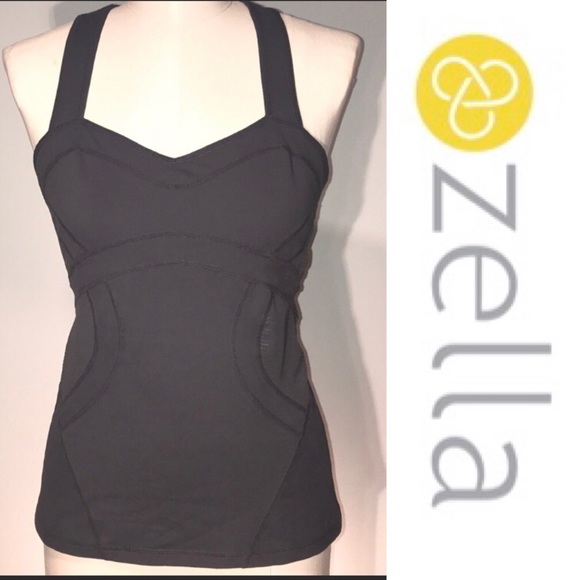 ZELLA Activewear dark gray tank w/ racerback▪️sz L - Picture 1 of 8